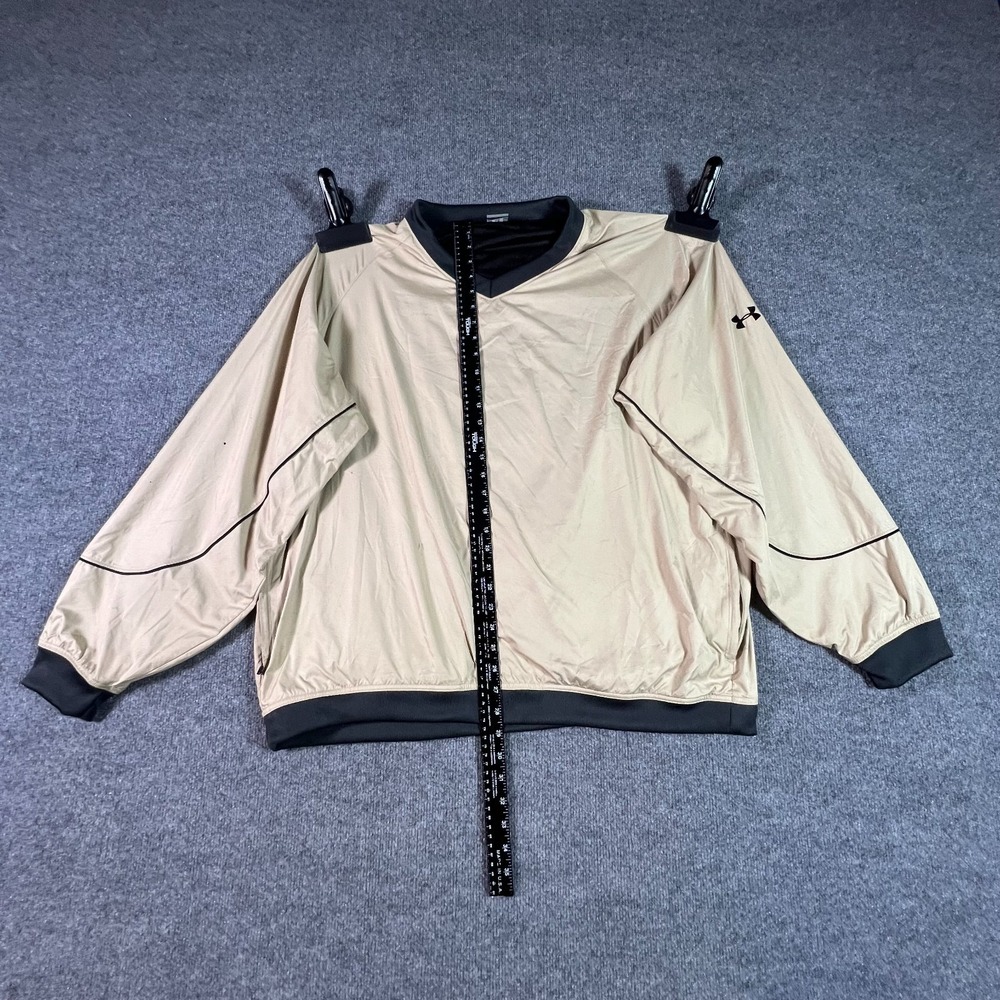 Under Armour Windbreaker Jacket Mens 2XL Beige Mesh Lined Raglan Sleeve Gorpcore